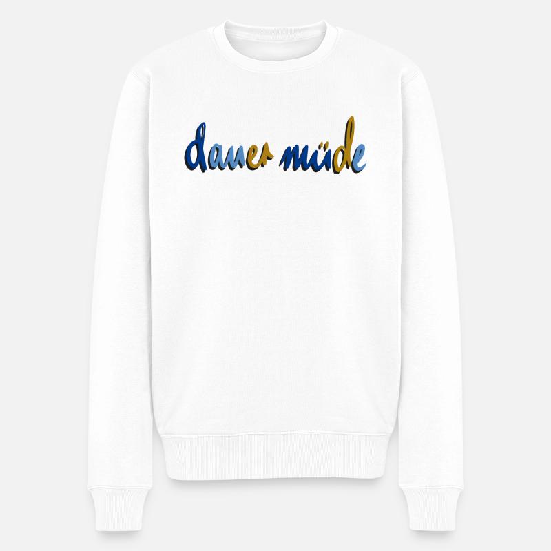 dauer müde - Männer Premium Bio Pullover - Weiß