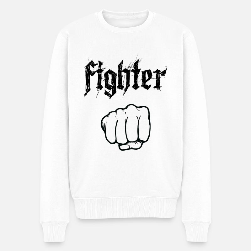 Kämpfer - Kampf - Männer Premium Bio Pullover - Weiß