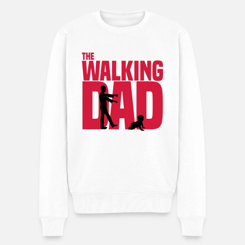 the walking dad - Der laufende Papa-Lustig -Zombie - Männer Premium Bio Pullover - Weiß