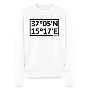 Syrakus Koordinaten - Männer Premium Bio Pullover - Weiß - Vorne - Thijin (182cm)