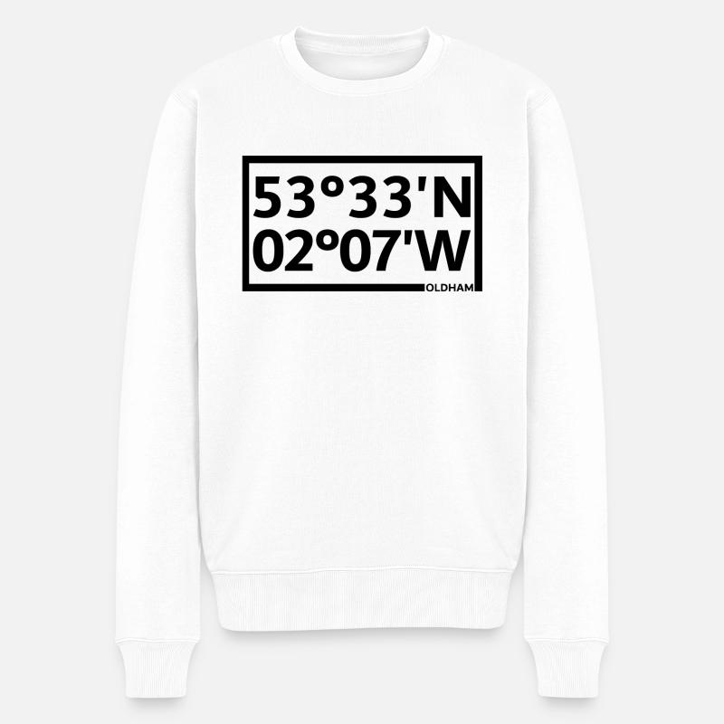 Oldham Koordinaten - Männer Premium Bio Pullover - Weiß