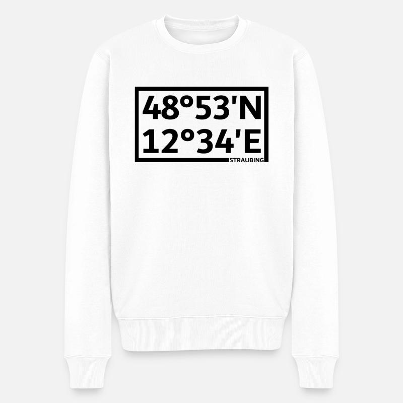 Straubing Koordinaten - Männer Premium Bio Pullover - Weiß