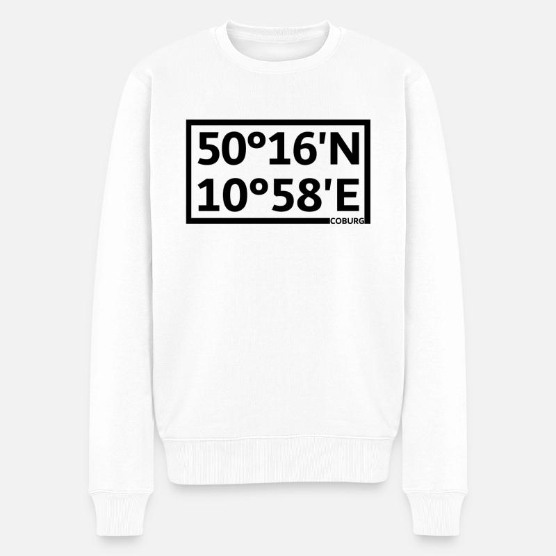 Coburg Koordinaten - Männer Premium Bio Pullover - Weiß