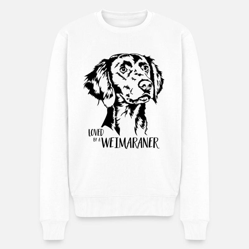 Aimé par un chien de braque de Weimar disant chien Wilsigns - Pull Premium bio Homme - blanc