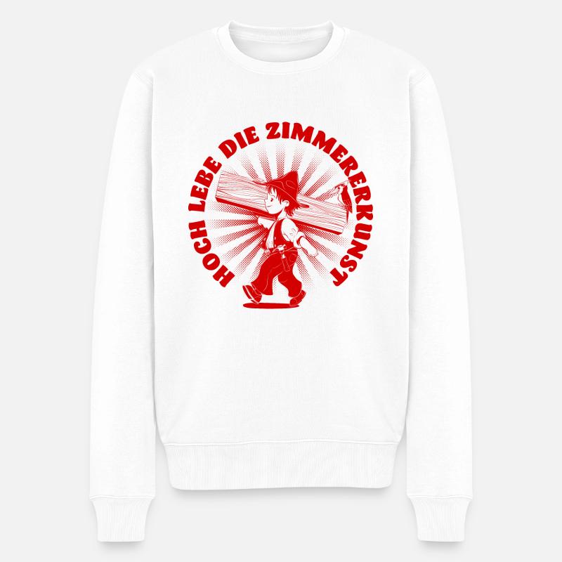 Zimmermann Cartoon - Männer Premium Bio Pullover - Weiß
