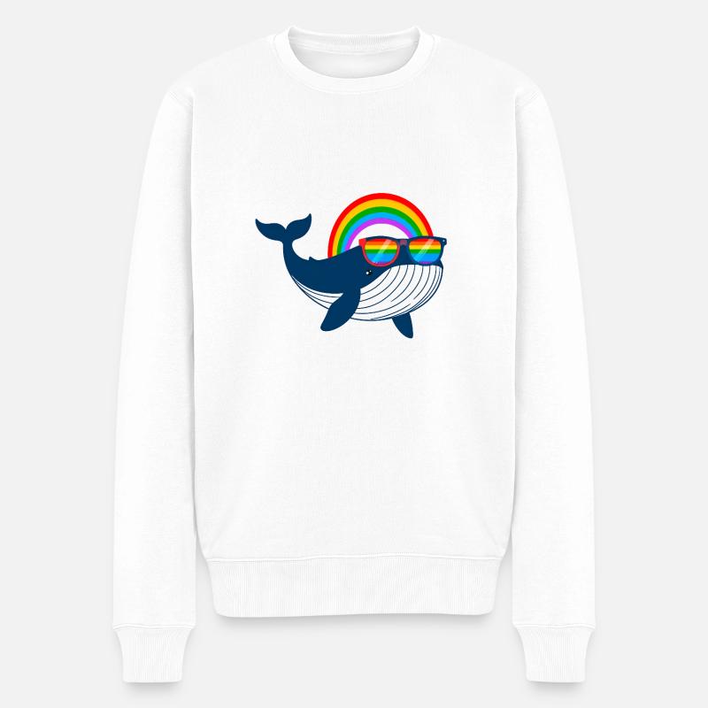 wal, walfisch, LGTB,Regenbogen,Sonnenbrille - Männer Premium Bio Pullover - Weiß