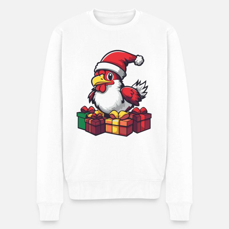 Hahn Weihnachten Geschenke - Männer Premium Bio Pullover - Weiß