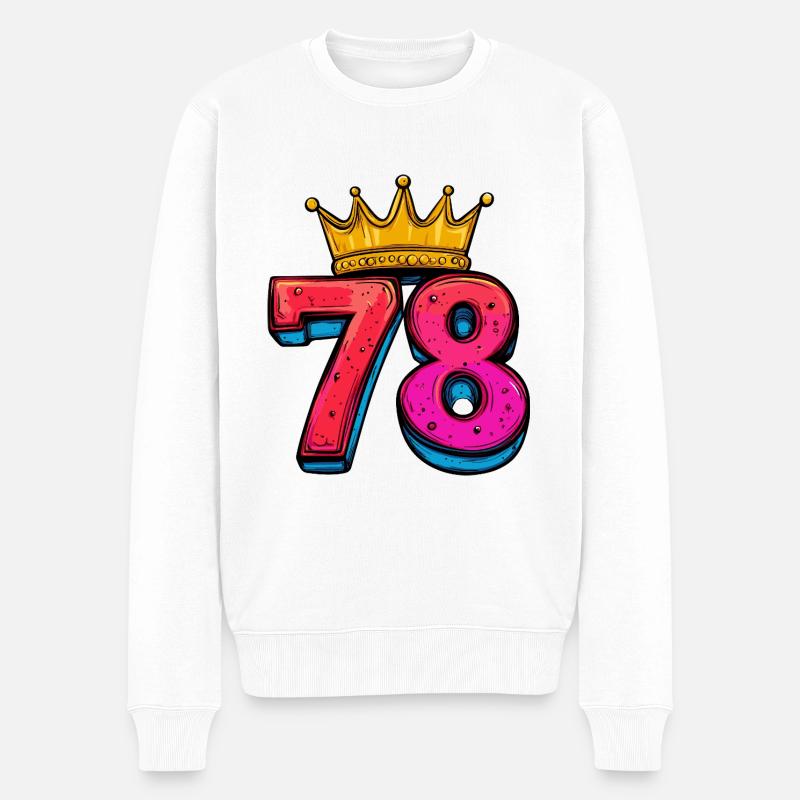 78 Zahl Krone - Männer Premium Bio Pullover - Weiß