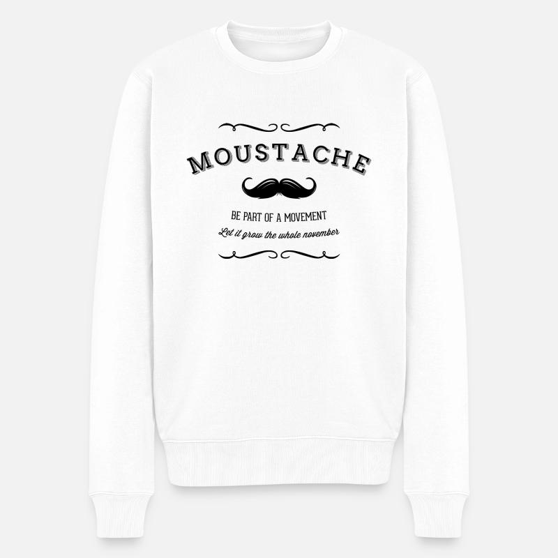 November Moustache Movement - Pull Premium bio Homme - blanc