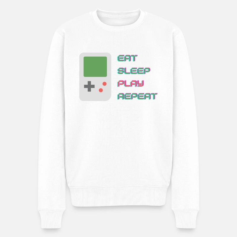EAT SLEEP PLAY REPEAT - Pull Premium bio Homme - blanc