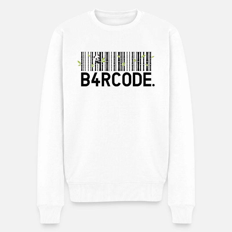 B4RCODE. Bamboo black - Männer Premium Bio Pullover - Weiß