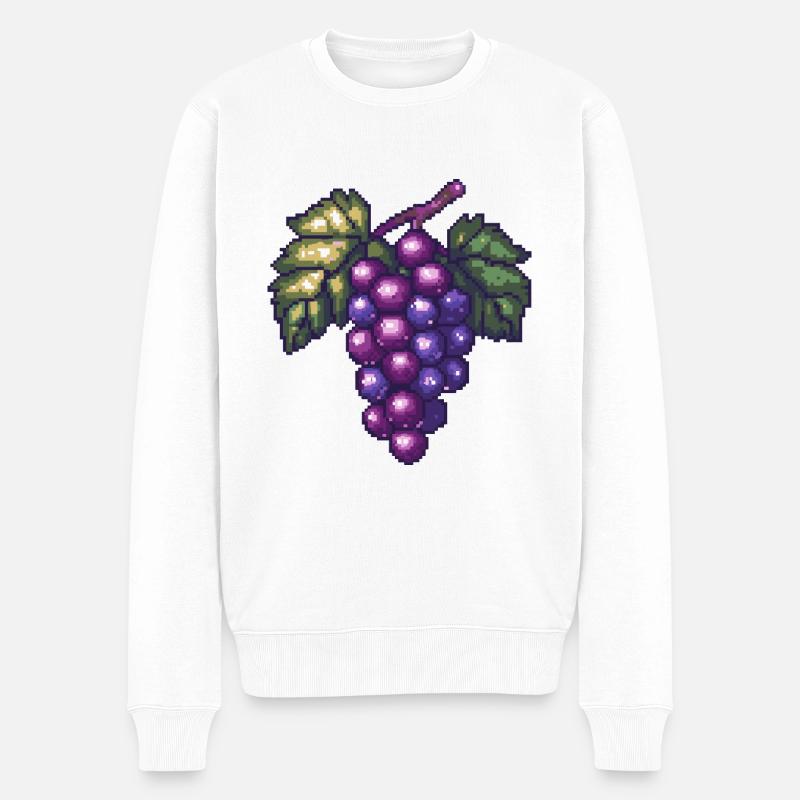 Weintrauben Pixel - Männer Premium Bio Pullover - Weiß