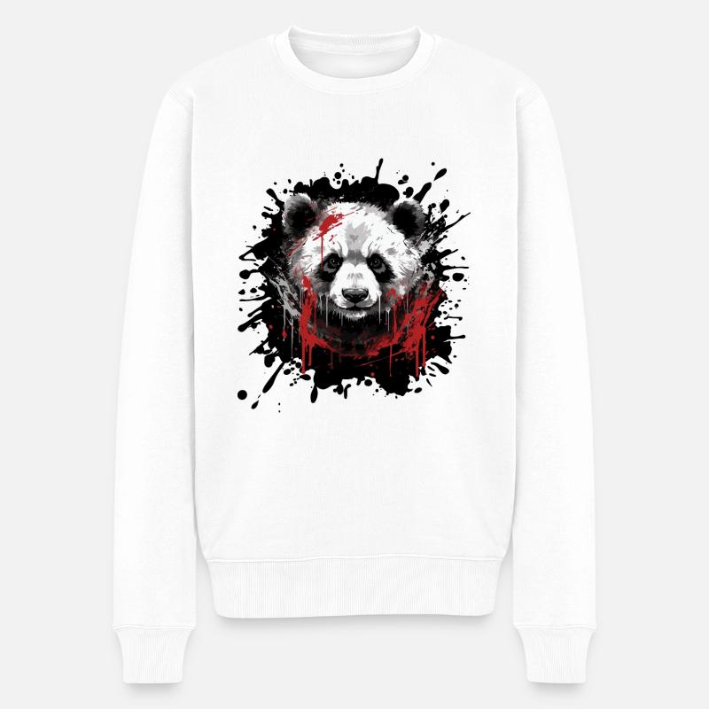 Panda Porträt - Männer Premium Bio Pullover - Weiß