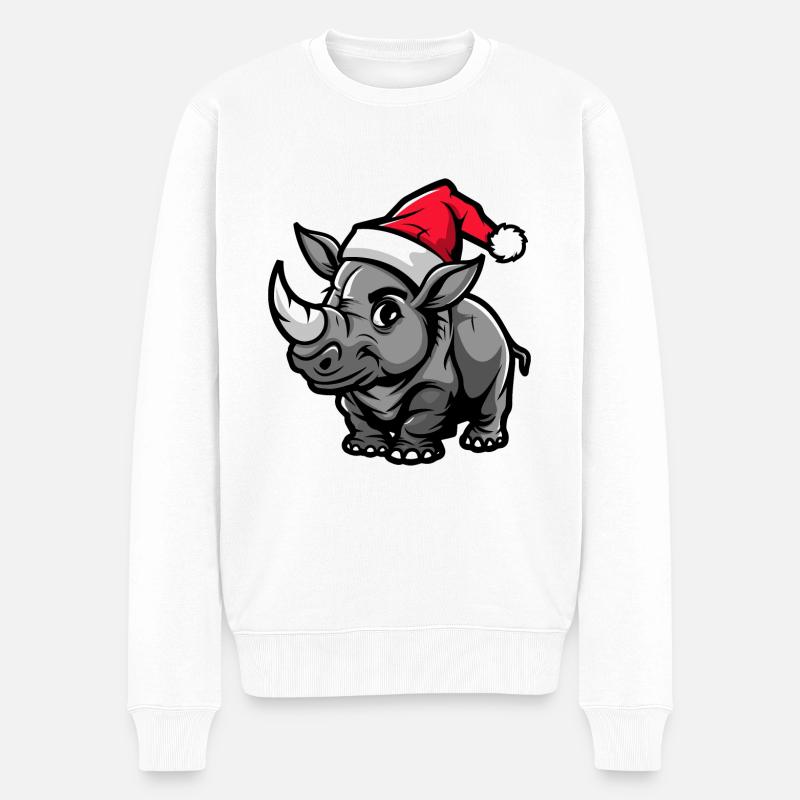Noël Rhinocéros - Pull Premium bio Homme - blanc