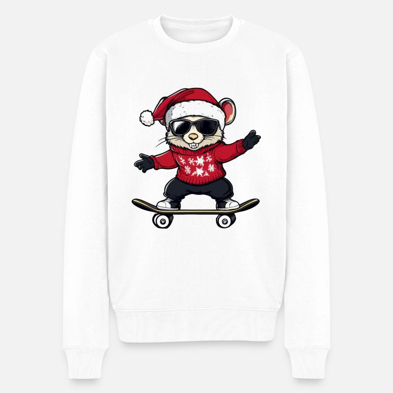 Souris Noël Drôle - Pull Premium bio Homme - blanc