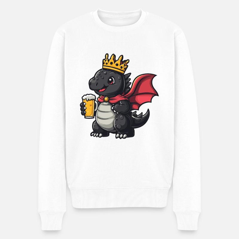 Drache Bier Lustig - Männer Premium Bio Pullover - Weiß