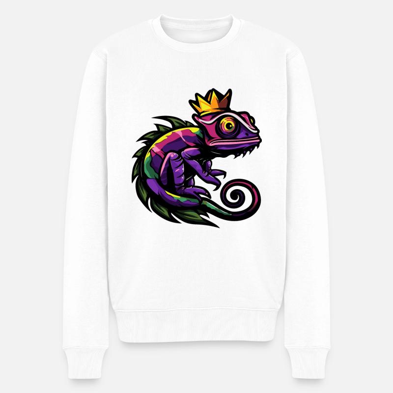 Couronne de bande dessinée caméléon - Pull Premium bio Homme - blanc