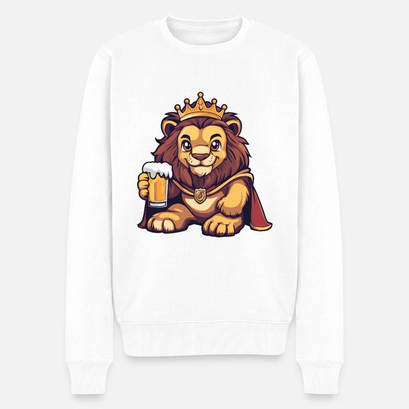 Löwe Bier Lustig - Männer Premium Bio Pullover - Weiß