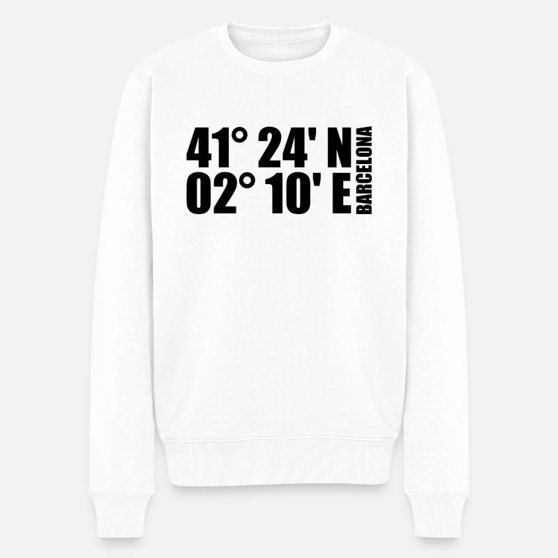 Coordonnées de Barcelone - Pull Premium bio Homme - blanc
