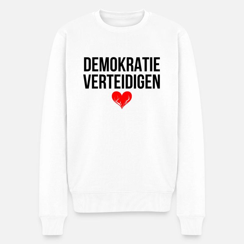 DEMOKRATIE VERTEIDIGEN - Männer Premium Bio Pullover - Weiß