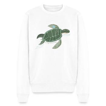 Tortue, Natation, Suivre le courant - Pull Premium bio Homme - blanc - Devant - Thijin (182cm)