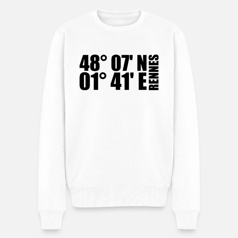 Rennes Koordinaten - Männer Premium Bio Pullover - Weiß