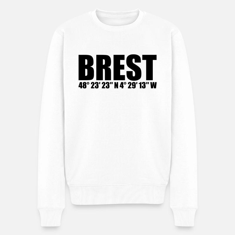 Coordonnées de Brest - Pull Premium bio Homme - blanc