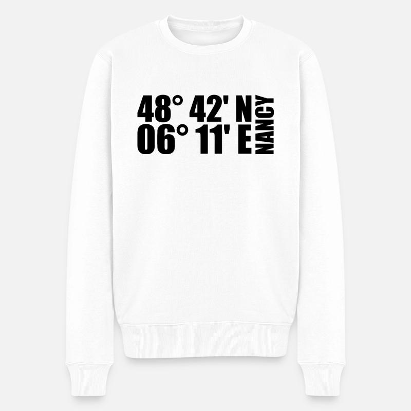 Nancy Koordinaten - Männer Premium Bio Pullover - Weiß