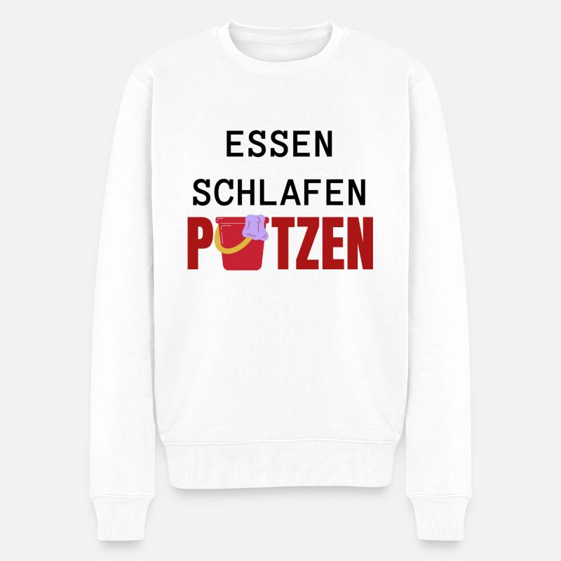 ESSEN SCHLAFEN PUTZEN - Männer Premium Bio Pullover - Weiß