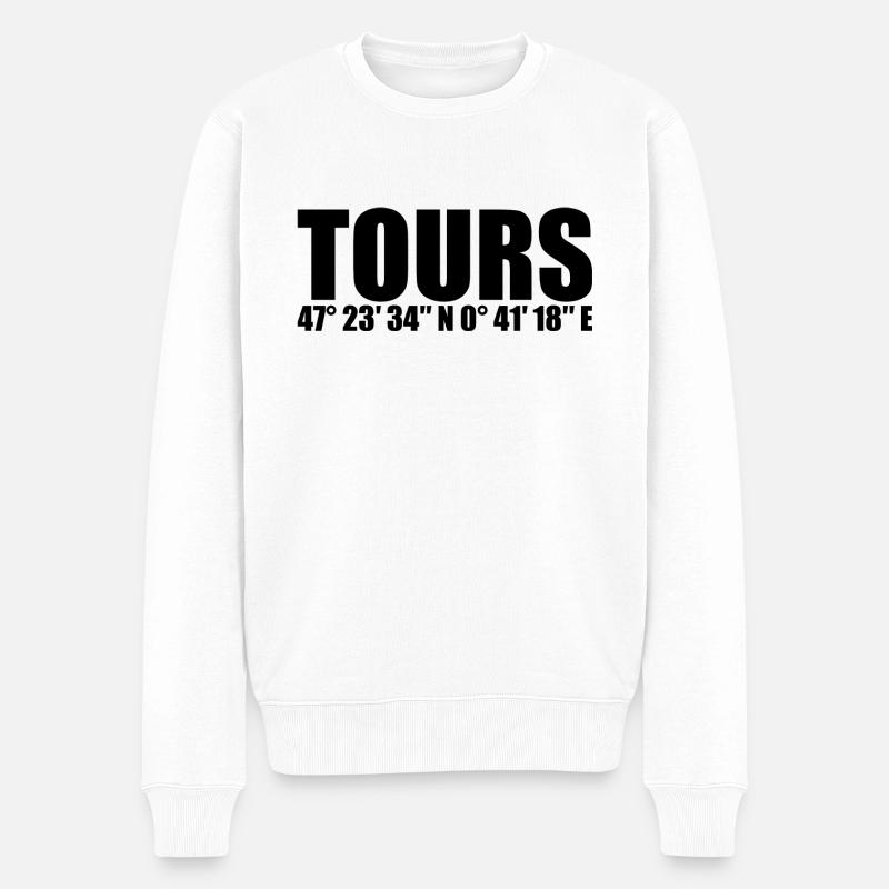Tours Koordinaten - Männer Premium Bio Pullover - Weiß
