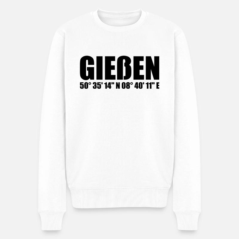 Gießen Koordinaten - Männer Premium Bio Pullover - Weiß