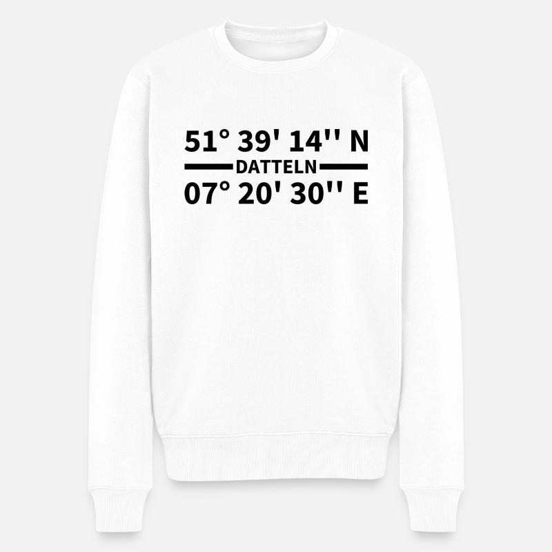Coordonnées des dates - Pull Premium bio Homme - blanc