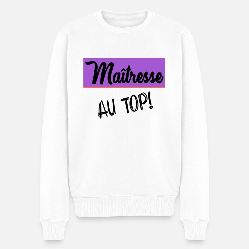 MAÎTRESSE. MERCI - Pull Premium bio Homme - blanc