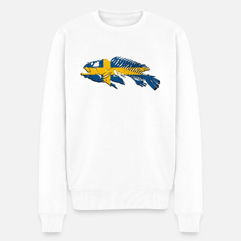 Sweden Fishing - Männer Premium Bio Pullover - Weiß
