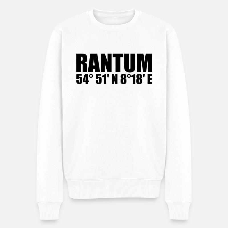 Rantum Koordinaten - Männer Premium Bio Pullover - Weiß