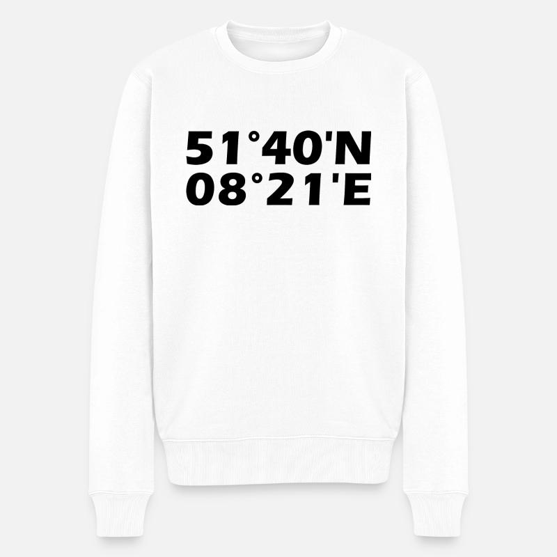 Lippstadt Koordinaten - Männer Premium Bio Pullover - Weiß