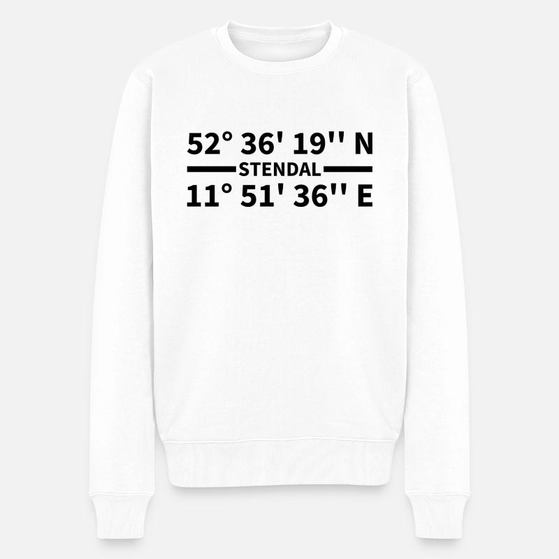 Stendal Koordinaten - Männer Premium Bio Pullover - Weiß