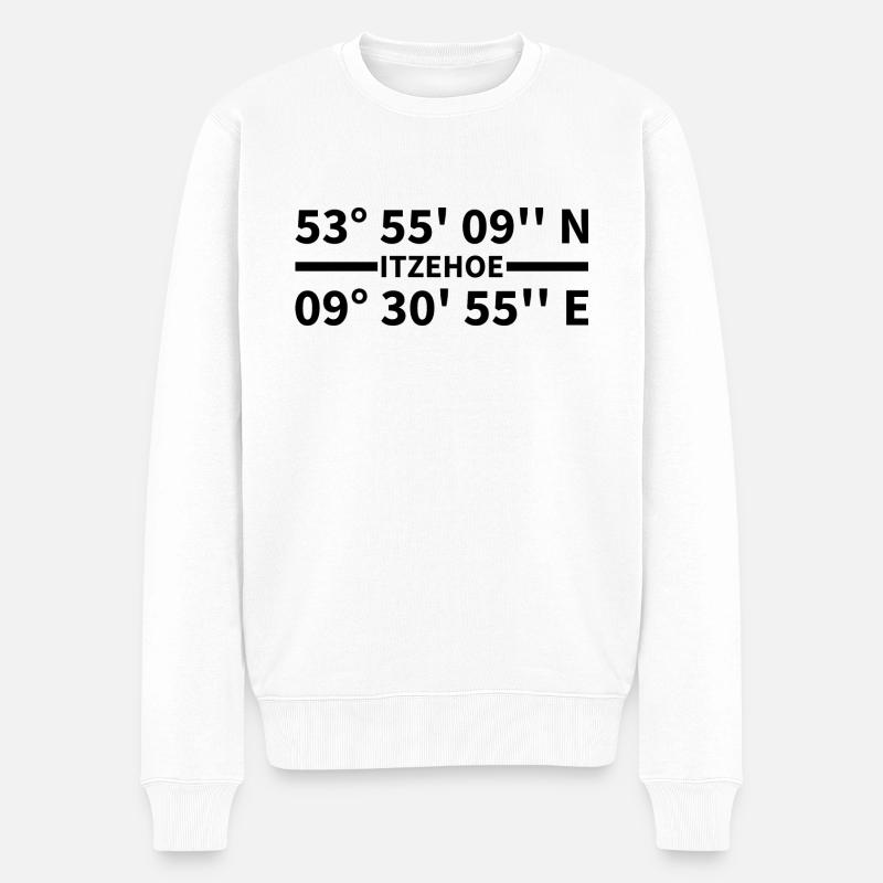 Itzehoe Koordinaten - Männer Premium Bio Pullover - Weiß