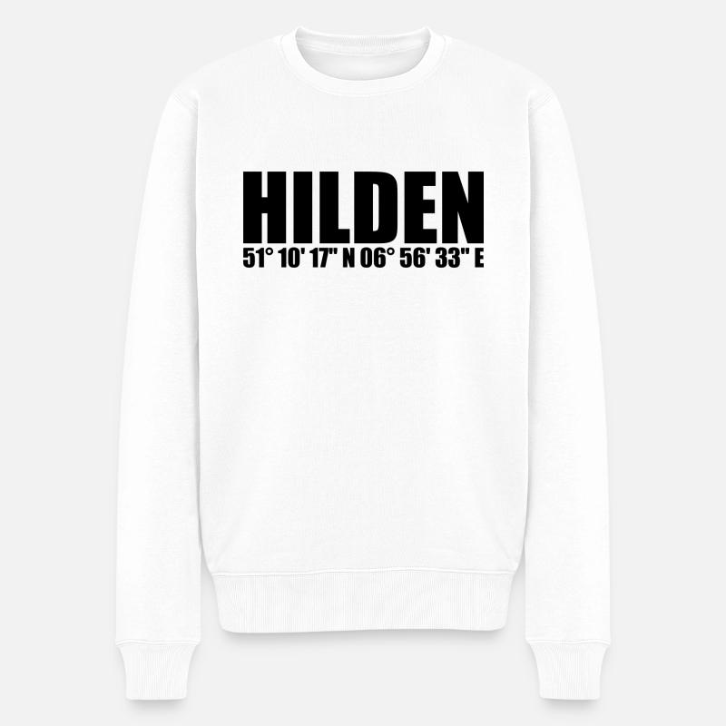 Hilden Koordinaten - Männer Premium Bio Pullover - Weiß