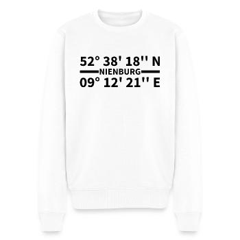 Nienburg Koordinaten - Männer Premium Bio Pullover - Weiß - Vorne - Thijin (182cm)