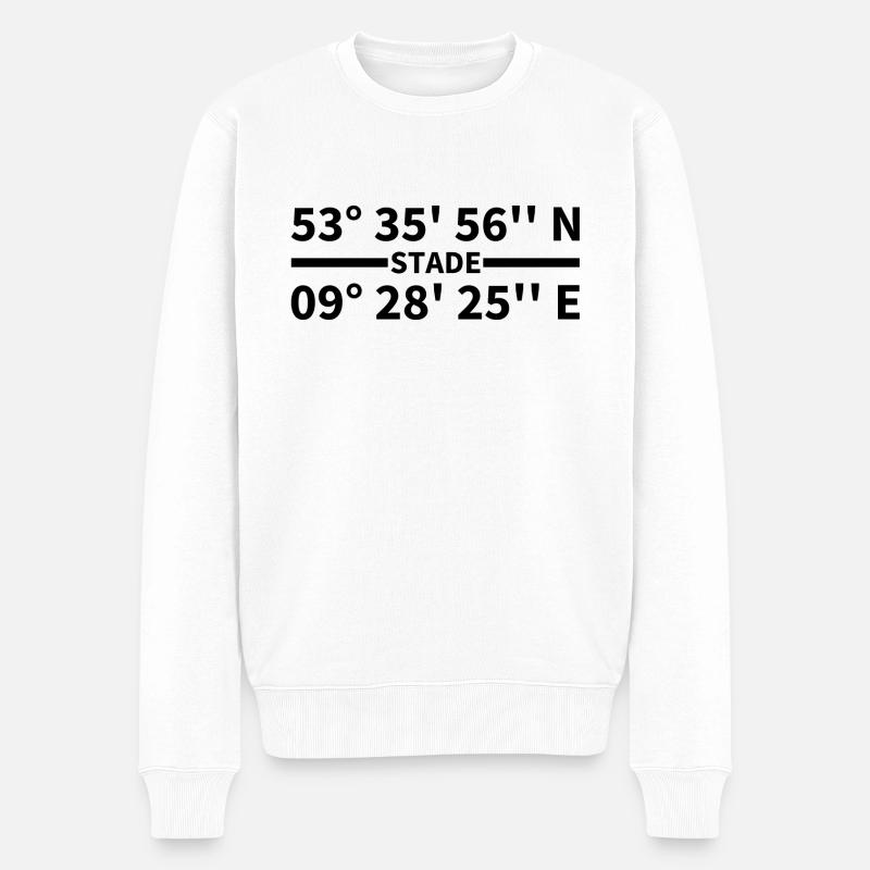Stade Koordinaten - Männer Premium Bio Pullover - Weiß