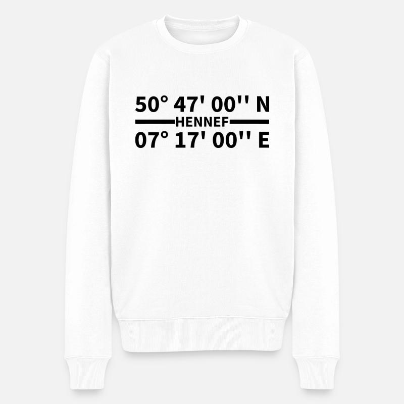Hennef Koordinaten - Männer Premium Bio Pullover - Weiß