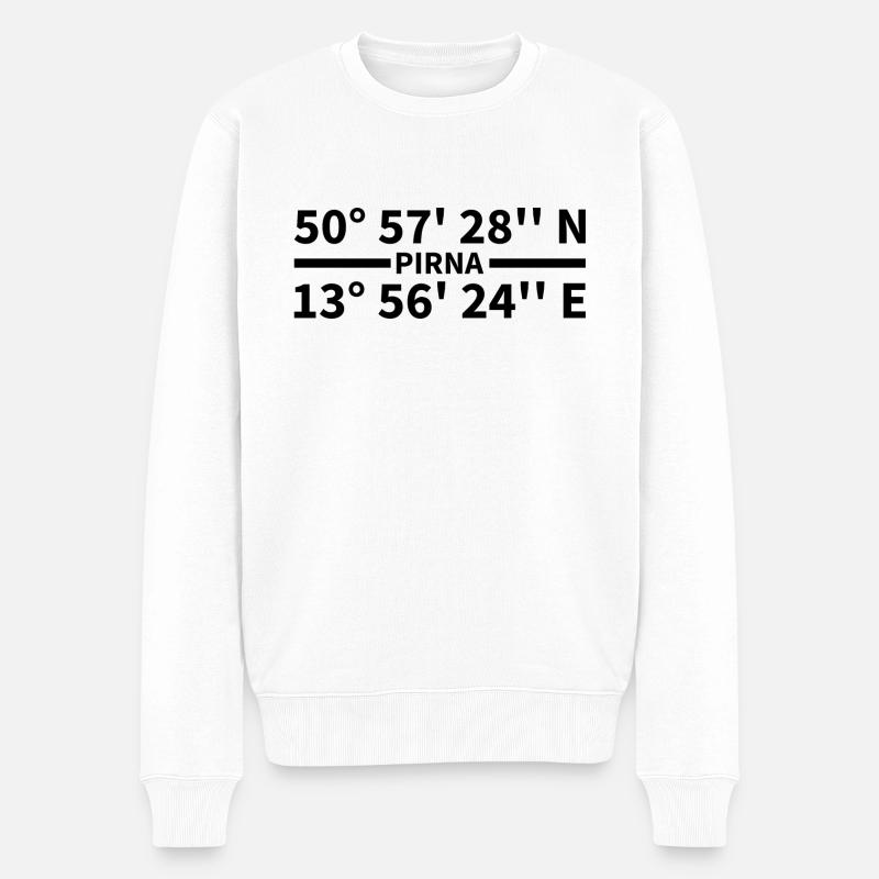 Pirna Koordinaten - Männer Premium Bio Pullover - Weiß