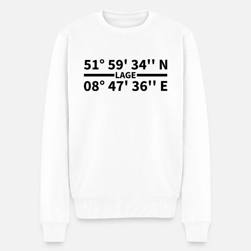 Coordonnées de localisation - Pull Premium bio Homme - blanc