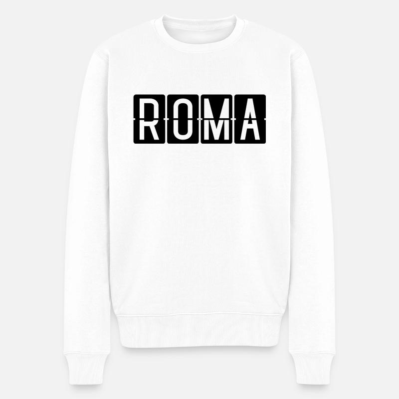 Roma Flughafentafel - Männer Premium Bio Pullover - Weiß
