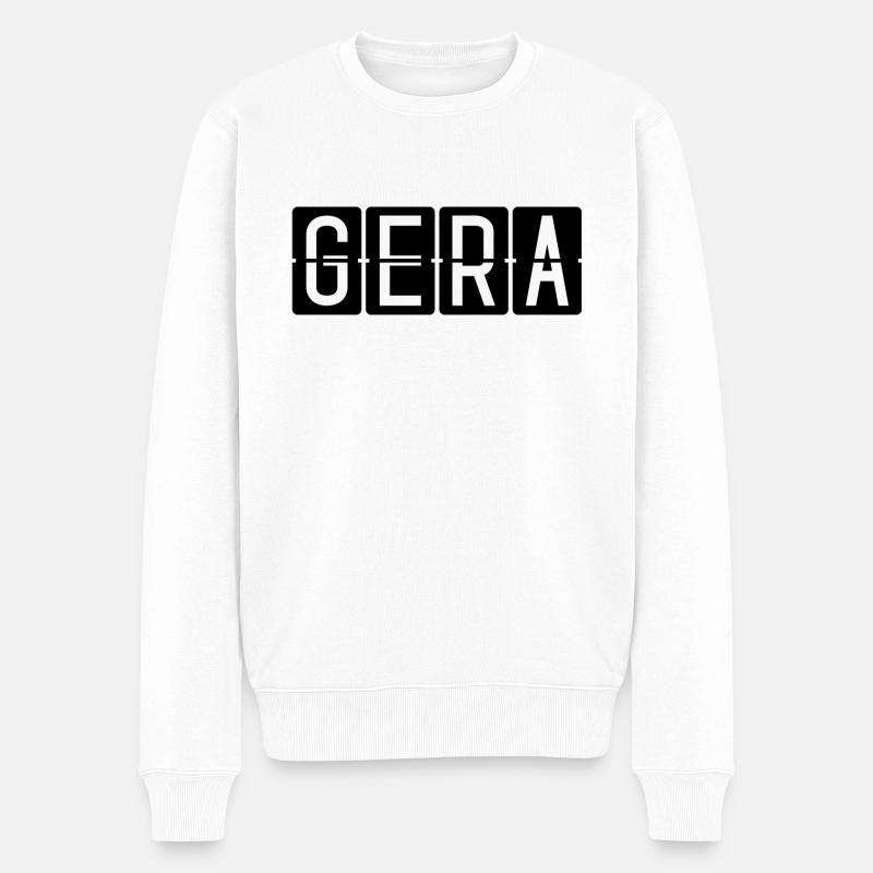 Gera Flughafentafel - Männer Premium Bio Pullover - Weiß