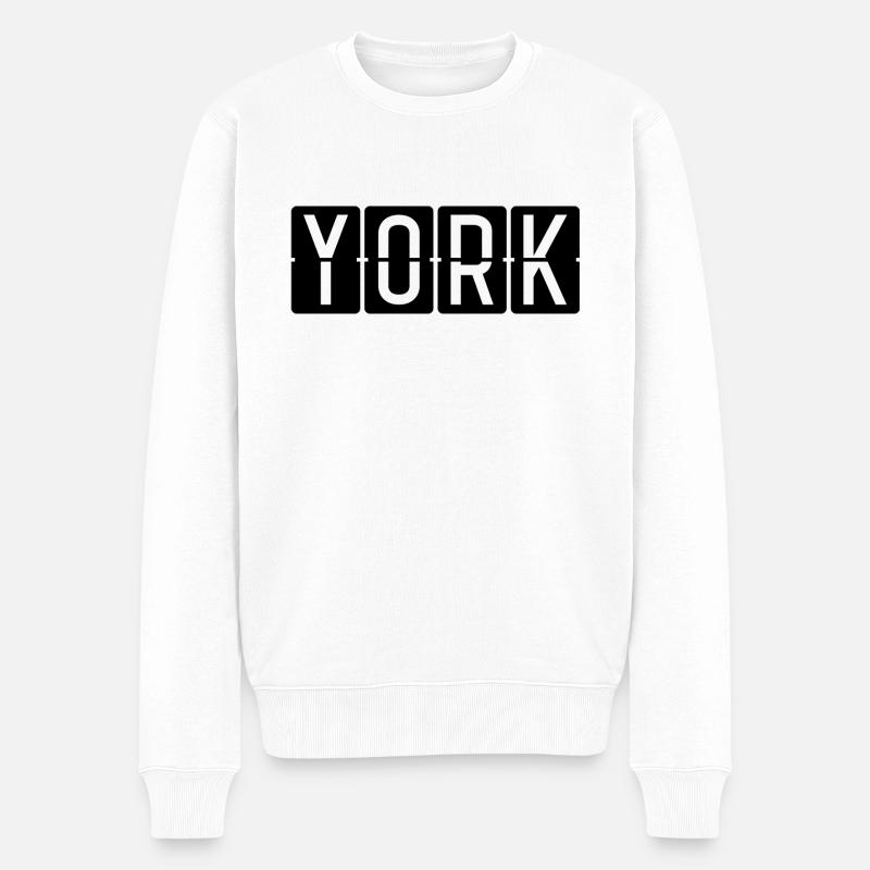 York Flughafentafel - Männer Premium Bio Pullover - Weiß