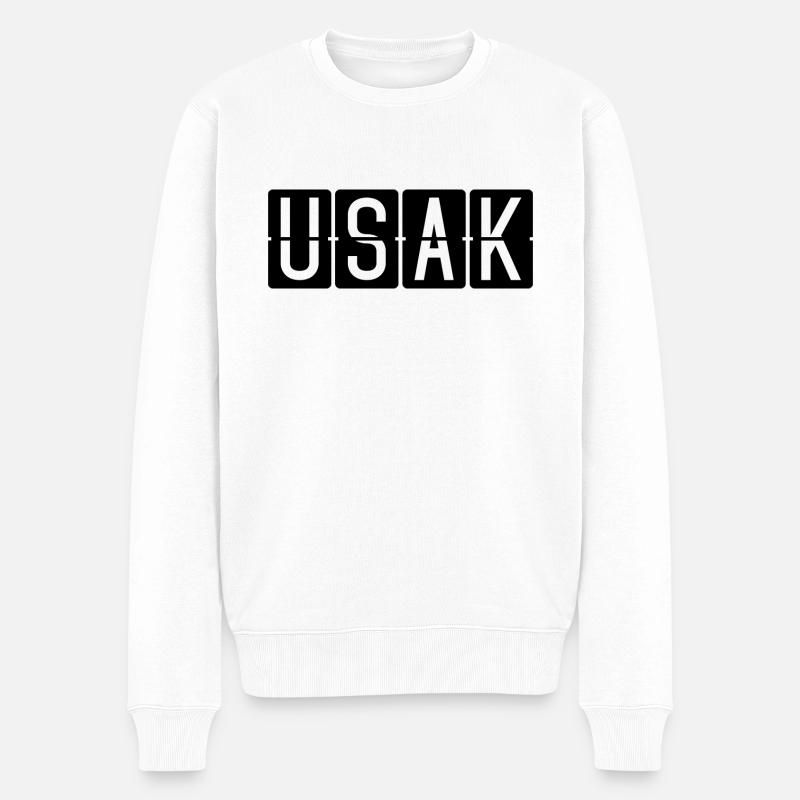 Uşak Flughafentafel - Männer Premium Bio Pullover - Weiß