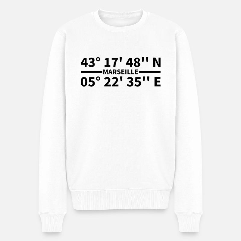 Coordonnées de Marseille - Pull Premium bio Homme - blanc