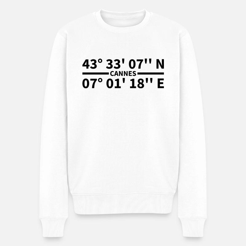 Coordonnées Cannes - Pull Premium bio Homme - blanc